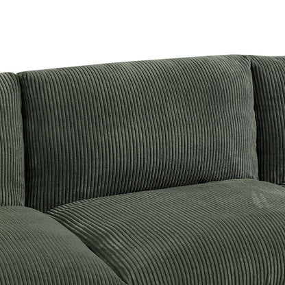 U-Shape Sectional Sofa: 129" Wide Reversible Modular Corner Sectional with Ottoman(Green Corduroy)