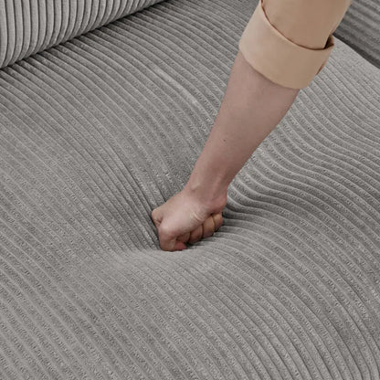 U-Shape Sectional Sofa: 129" Wide Reversible Modular Corner Sectional with Ottoman(Light Gray Corduroy)