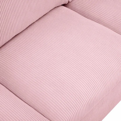 U-Shape Sectional Sofa: 129" Wide Reversible Modular Corner Sectional with Ottoman(Pink Corduroy)
