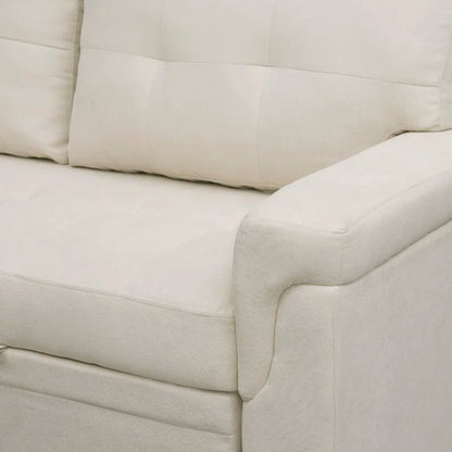 L-Shape Sectional Sofa: Reversible Sleeper Sofa with Hidden Storage & Pull-Out(Cream Velvet)