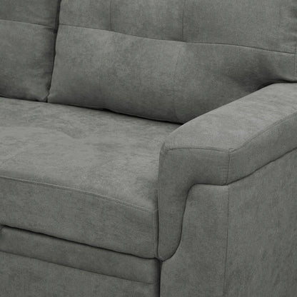L-Shape Sectional Sofa: Reversible Sleeper Sofa with Hidden Storage & Pull-Out(Gray Velvet)