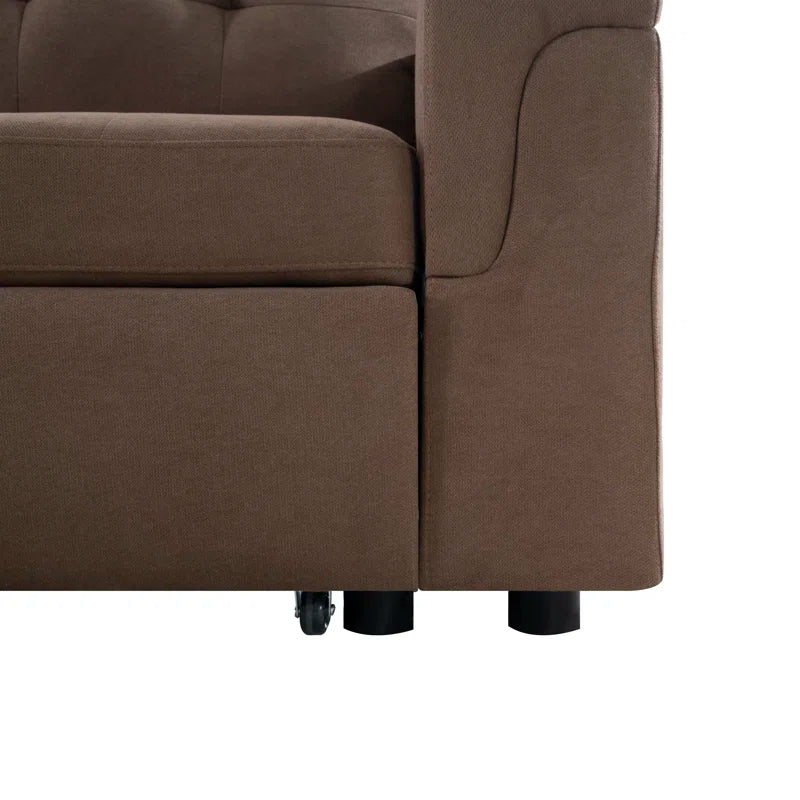 L-Shape Sectional Sofa: Reversible Sleeper Sofa with Hidden Storage & Pull-Out(Mocha Velvet)