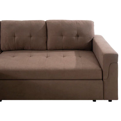 L-Shape Sectional Sofa: Reversible Sleeper Sofa with Hidden Storage & Pull-Out(Mocha Velvet)