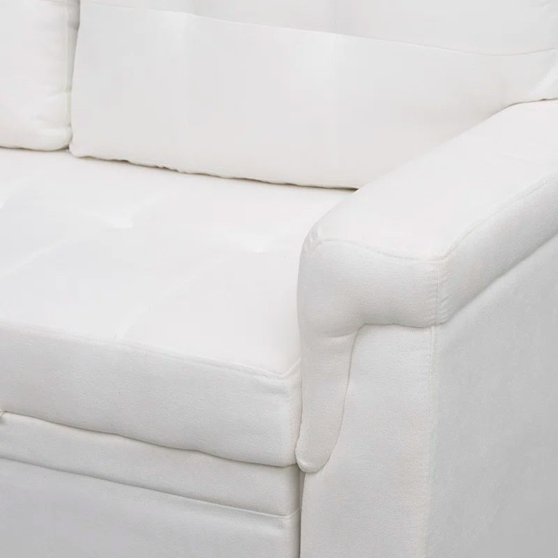 L-Shape Sectional Sofa: Reversible Sleeper Sofa with Hidden Storage & Pull-Out(White Velvet)