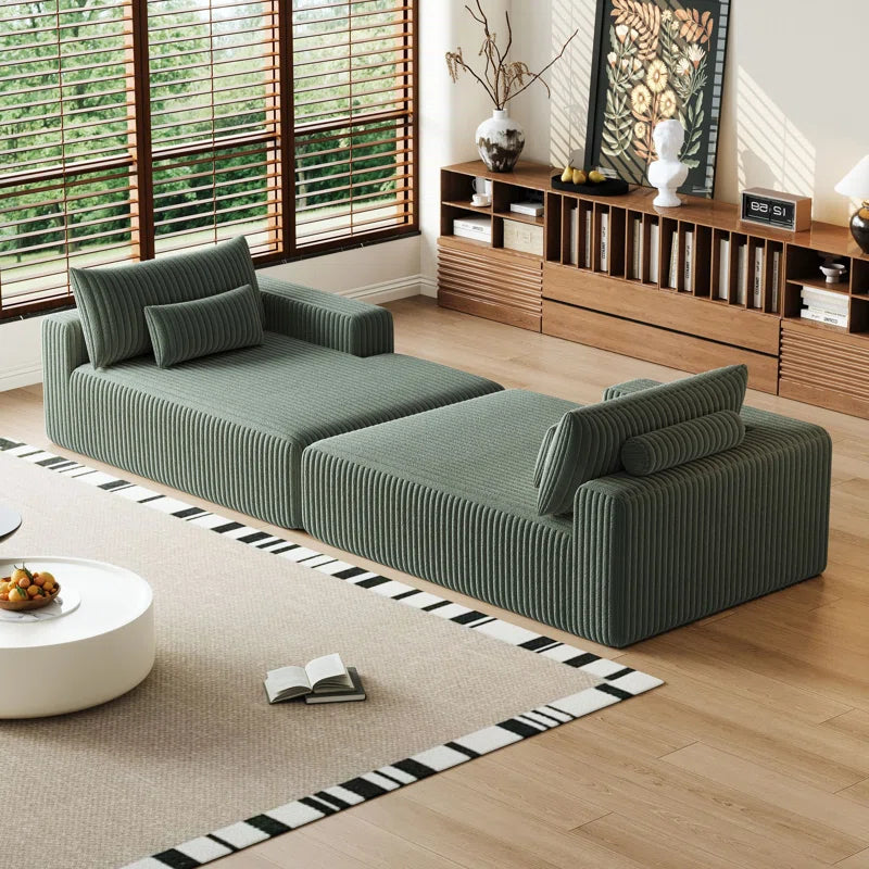 Sofa Cum Bed: Run 2-Piece Mattress in a Box, Oversized Sleeper Sofa Bed, Glauser, No Assembly Required(Green Corduroy)