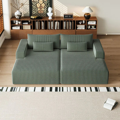 Sofa Cum Bed: Run 2-Piece Mattress in a Box, Oversized Sleeper Sofa Bed, Glauser, No Assembly Required(Green Corduroy)