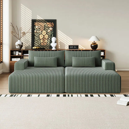 Sofa Cum Bed: Run 2-Piece Mattress in a Box, Oversized Sleeper Sofa Bed, Glauser, No Assembly Required(Green Corduroy)