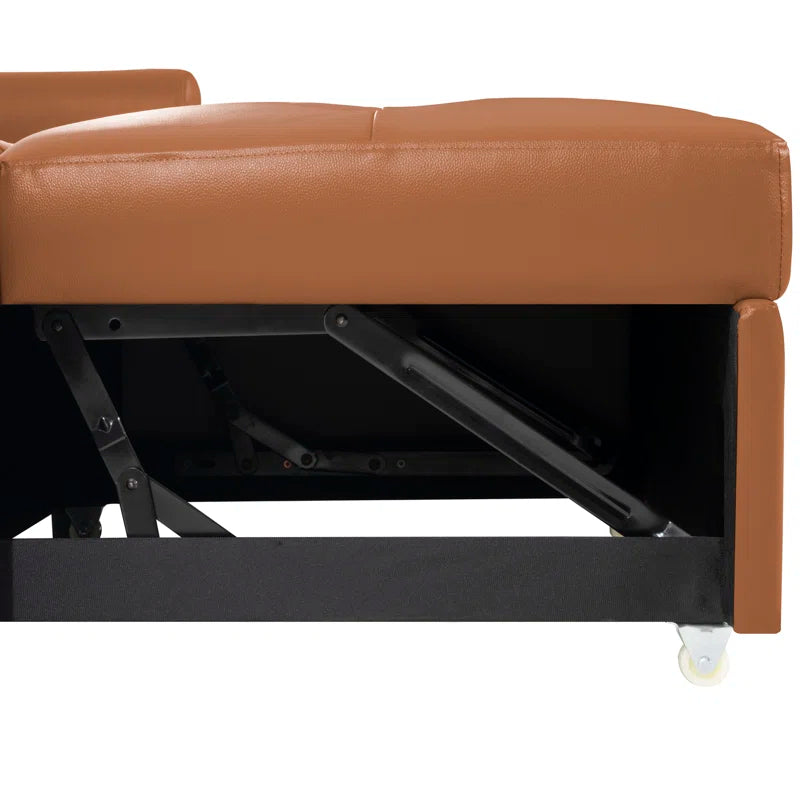 L-Shape Sectional Sofa: Sectional Sofa Sleeper with Storage Chaise(Caramel Air Leather)