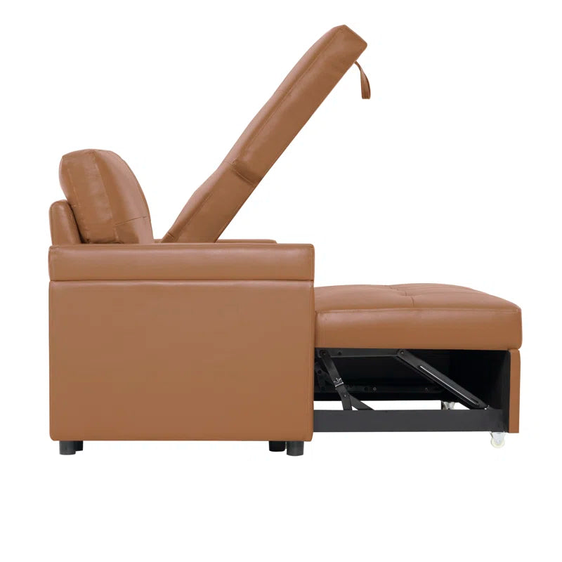 L-Shape Sectional Sofa: Sectional Sofa Sleeper with Storage Chaise(Caramel Air Leather)