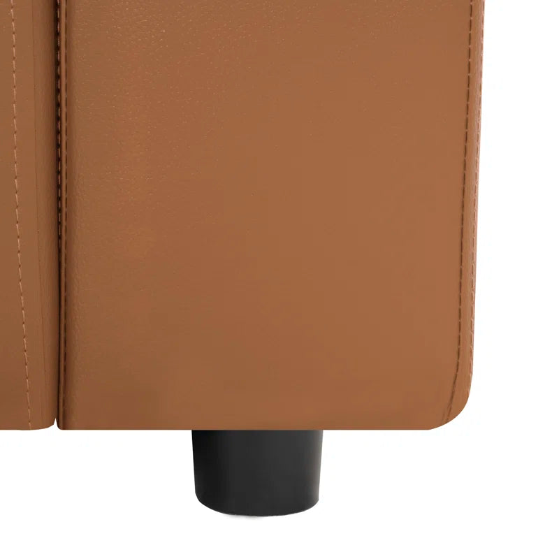 L-Shape Sectional Sofa: Sectional Sofa Sleeper with Storage Chaise(Caramel Air Leather)