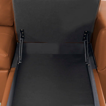 L-Shape Sectional Sofa: Sectional Sofa Sleeper with Storage Chaise(Caramel Air Leather)
