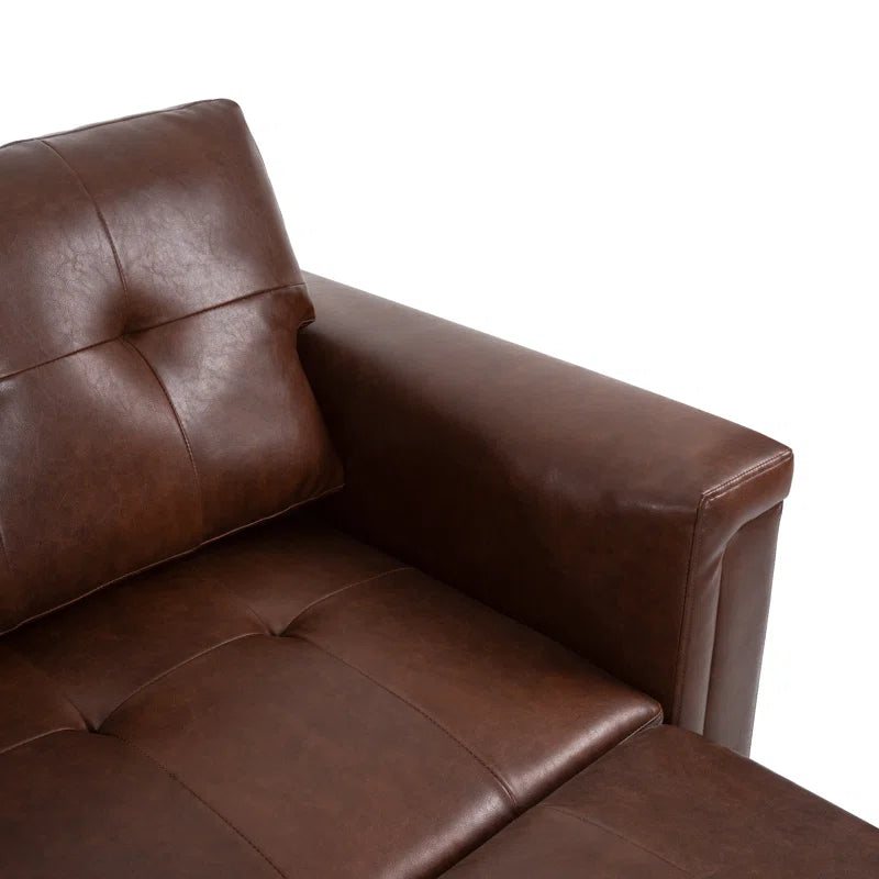 L-Shape Sectional Sofa: Sectional Sofa Sleeper with Storage Chaise(Espresso Air Leather)