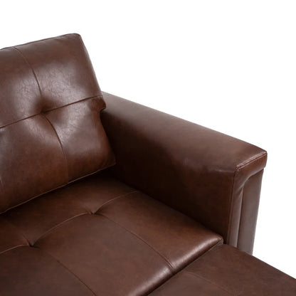 L-Shape Sectional Sofa: Sectional Sofa Sleeper with Storage Chaise(Espresso Air Leather)