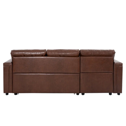 L-Shape Sectional Sofa: Sectional Sofa Sleeper with Storage Chaise(Espresso Air Leather)
