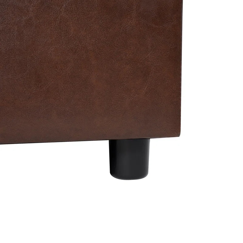 L-Shape Sectional Sofa: Sectional Sofa Sleeper with Storage Chaise(Espresso Air Leather)