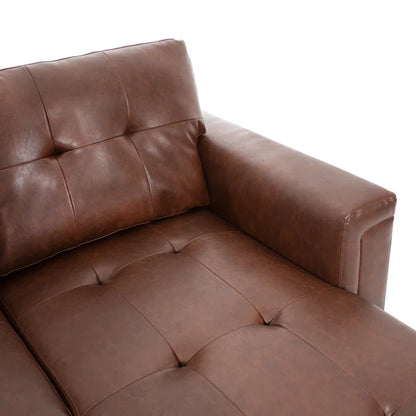 L-Shape Sectional Sofa: Sectional Sofa Sleeper with Storage Chaise(Espresso Air Leather)