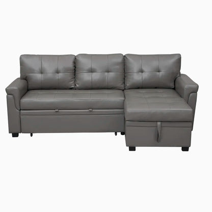 L-Shape Sectional Sofa: Sectional Sofa Sleeper with Storage Chaise(Gray Air Leather)