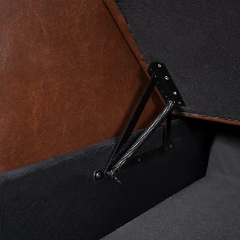 L-Shape Sectional Sofa: Sectional Sofa Sleeper with Storage Chaise(Espresso Air Leather)