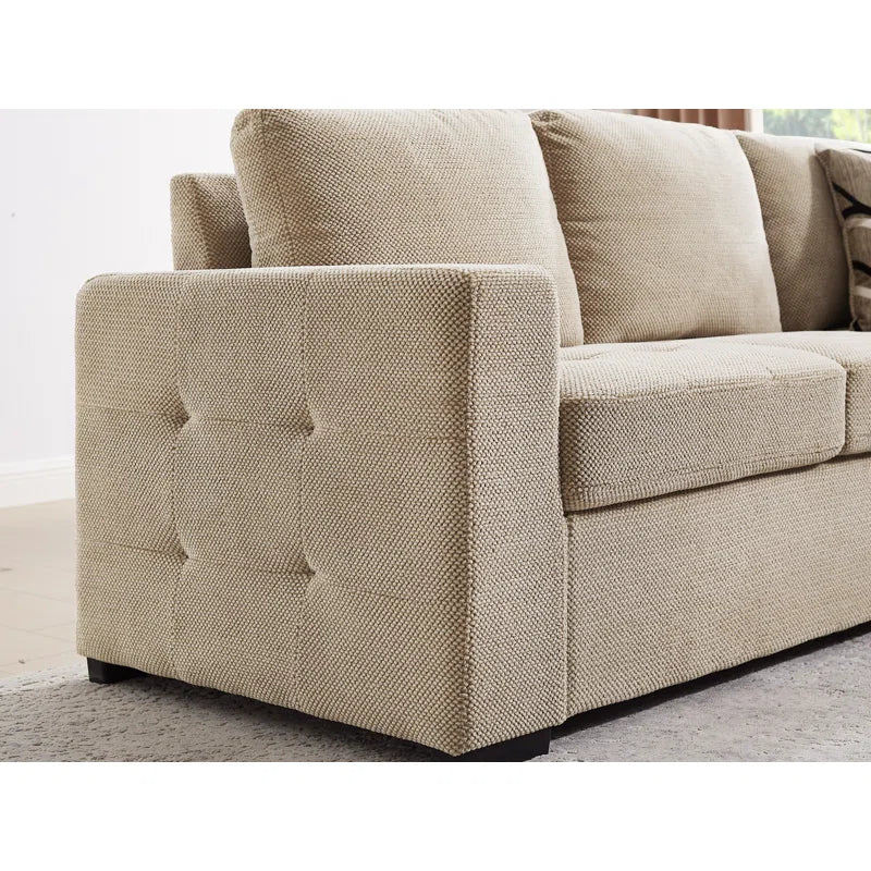 U Shape Sectional Sofa: 123" Oversized Sectional Sleeper Sofa With Storage Living Room(Beige)