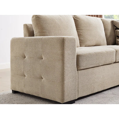 U Shape Sectional Sofa: 123" Oversized Sectional Sleeper Sofa With Storage Living Room(Beige)