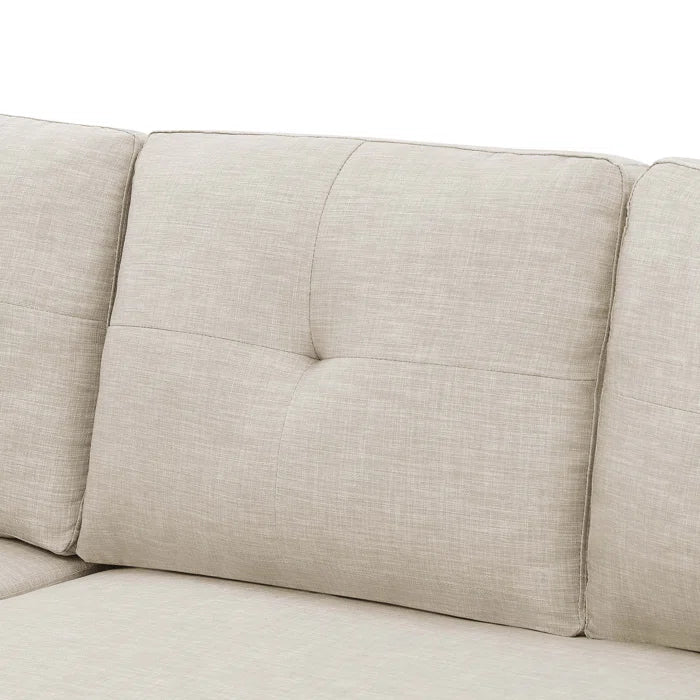 L- Shape Sectional Sofa: 85'' Square Arm Sofa Bed with Sleeper Sectional(Almond Linen Blend)