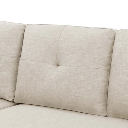 L- Shape Sectional Sofa: 85'' Square Arm Sofa Bed with Sleeper Sectional(Almond Linen Blend)