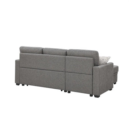 L- Shape Sectional Sofa: 85'' Square Arm Sofa Bed with Sleeper Sectional(Dark Gray Linen Blend)