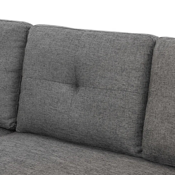 L- Shape Sectional Sofa: 85'' Square Arm Sofa Bed with Sleeper Sectional(Dark Gray Linen Blend)