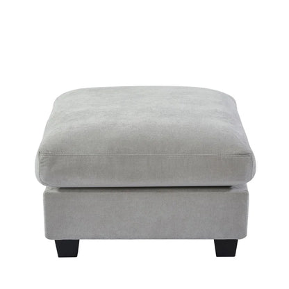 5 Seater Sofa: 129.9" Square Arm Sofa Chaise, Modern Large L-Shape Feather Filled Sectional Sofa(Light Gray Linen)
