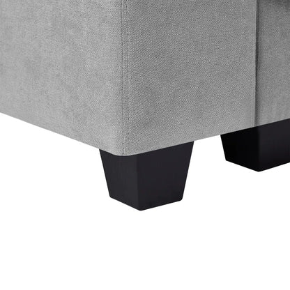 5 Seater Sofa: 129.9" Square Arm Sofa Chaise, Modern Large L-Shape Feather Filled Sectional Sofa(Light Gray Linen)