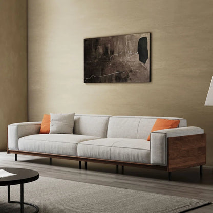 4 Seater Sofa: 111.8'' Square Arms Compliant Sofa, Solid Wood Frame Couch