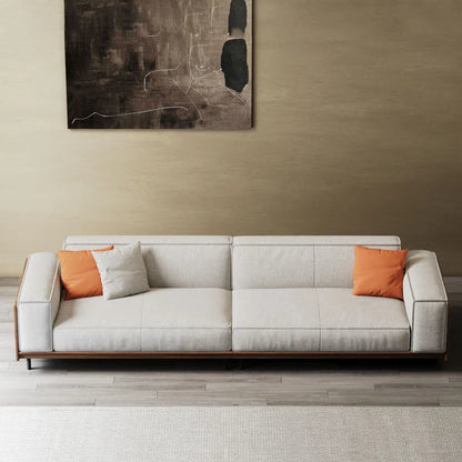 4 Seater Sofa: 111.8'' Square Arms Compliant Sofa, Solid Wood Frame Couch