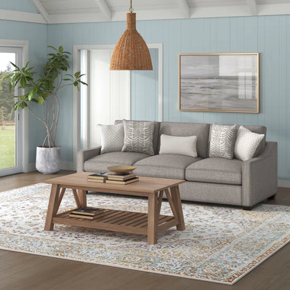 3 Seater Sofa: 96" Tuxedo Arm Sofa with Reversible Cushion(Gray)