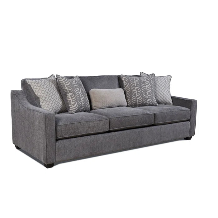 3 Seater Sofa: 96" Tuxedo Arm Sofa with Reversible Cushion(Gray)