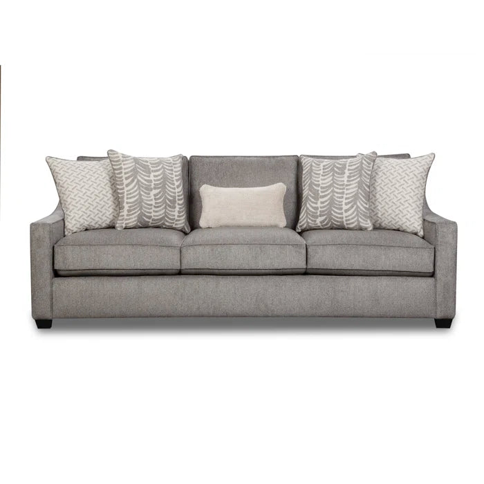 3 Seater Sofa: 96" Tuxedo Arm Sofa with Reversible Cushion(Gray)