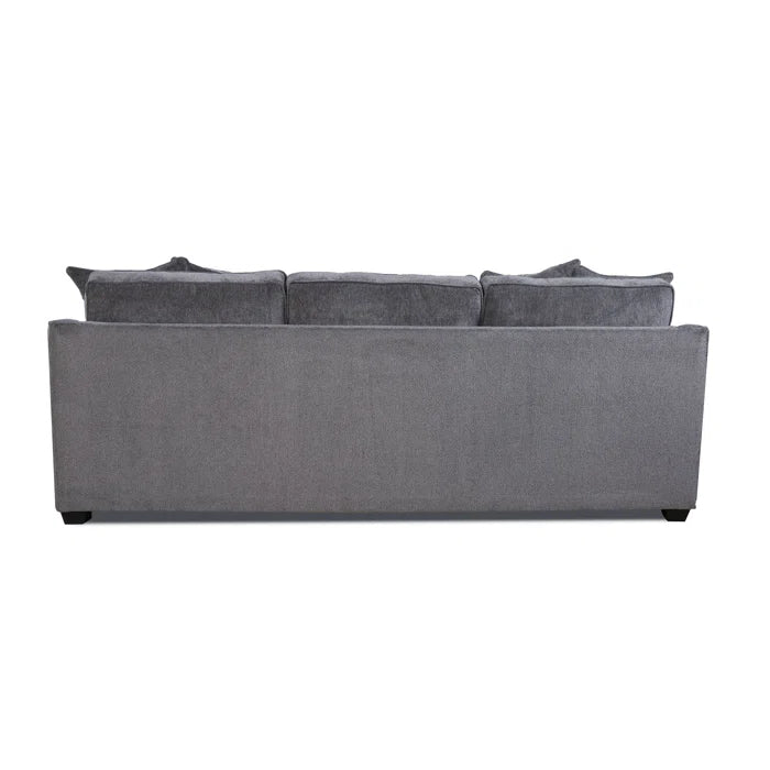 3 Seater Sofa: 96" Tuxedo Arm Sofa with Reversible Cushion(Gray)