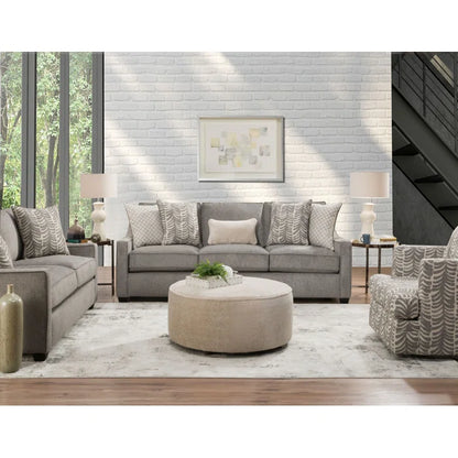 3 Seater Sofa: 96" Tuxedo Arm Sofa with Reversible Cushion(Gray)