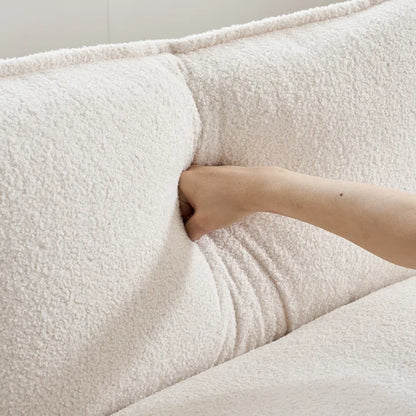 L-Shape Sectional Sofa: 120'' Upholstered Cloud Sofa & Couch with Ottoman(White Faux Sherpa)