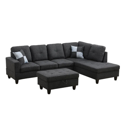 L-Shape Sectional Sofa: 103.5" Upholstered L-Shape Sectional(Black)