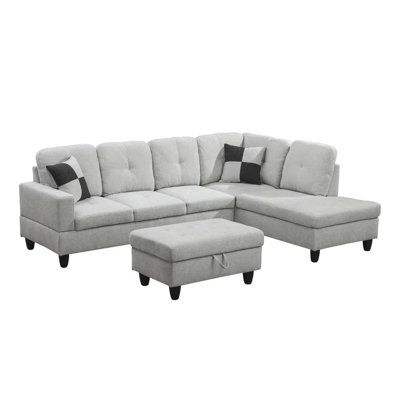 L-Shape Sectional Sofa: 103.5" Upholstered L-Shape Sectional(Off White)