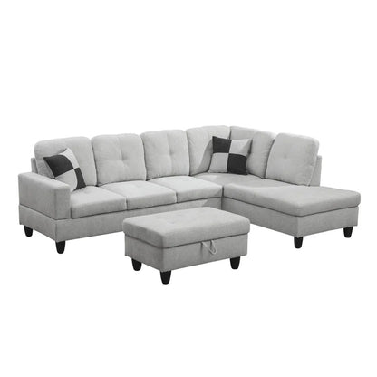 L-Shape Sectional Sofa: 103.5" Upholstered L-Shape Sectional(Off White)