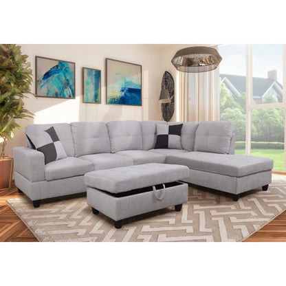 L-Shape Sectional Sofa: 103.5" Upholstered L-Shape Sectional(Off White)