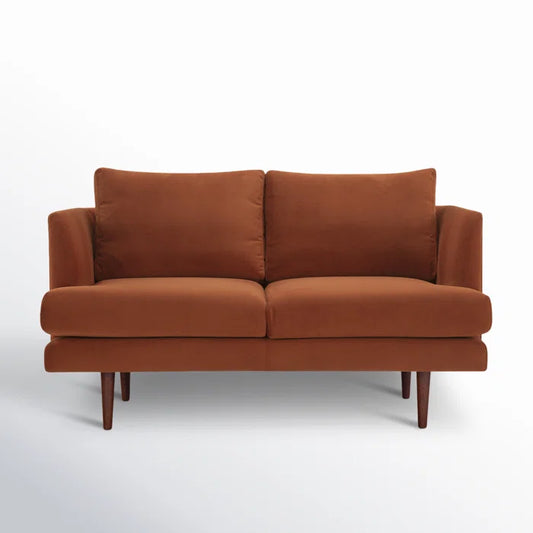 THE CASE ORO® 56" Upholstered Loveseat Mid-Century Office Sofa for Living Room(Stax Rust Performance Velvet)