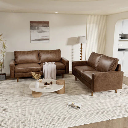 THE CASA ORO® 58'' Upholstered Loveseat Office Modern Style Solid Wood Frame(Dark Brown)