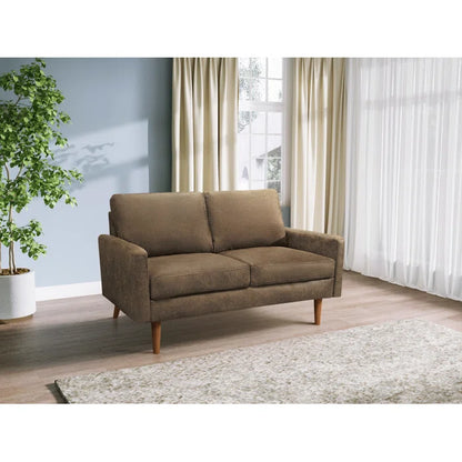 THE CASA ORO® 58'' Upholstered Loveseat Office Modern Style Solid Wood Frame(Dark Brown)