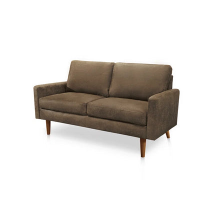 THE CASA ORO® 58'' Upholstered Loveseat Office Modern Style Solid Wood Frame(Dark Brown)