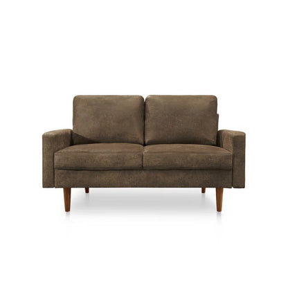 THE CASA ORO® 58'' Upholstered Loveseat Office Modern Style Solid Wood Frame(Dark Brown)