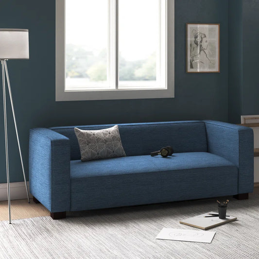 THE CASA ORO® 74'' Upholstered Loveseat Modern Style Office Sofa Solid and Wood Frame(Navy Blue Polyester)