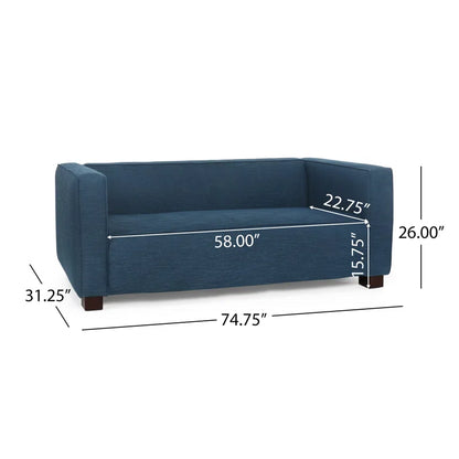 THE CASA ORO® 74'' Upholstered Loveseat Modern Style Office Sofa Solid and Wood Frame(Navy Blue Polyester)