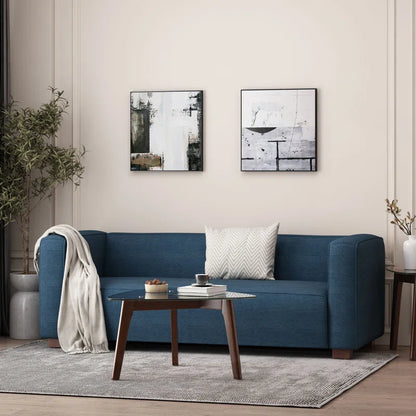 THE CASA ORO® 74'' Upholstered Loveseat Modern Style Office Sofa Solid and Wood Frame(Navy Blue Polyester)